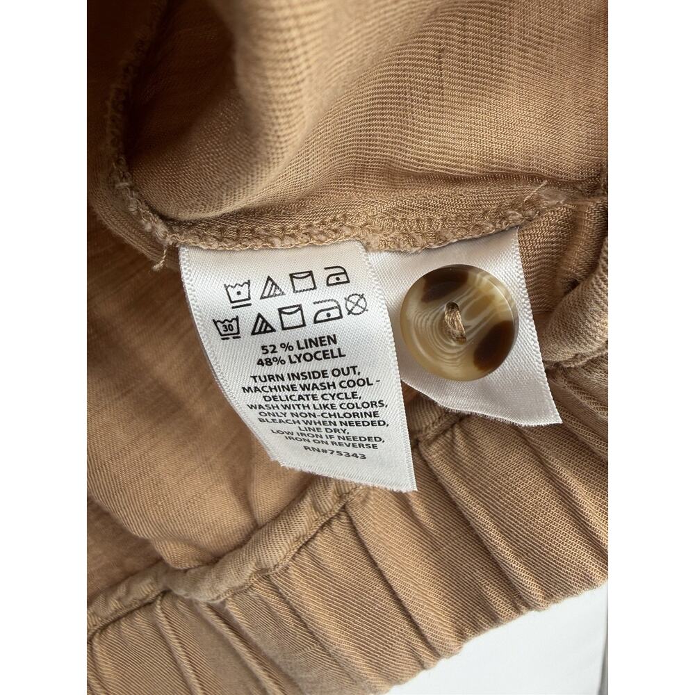 Cynthia Rowley Women's L Jacket Tan Linen Blend Utility Cropped Zip Front - Picture 5 of 7